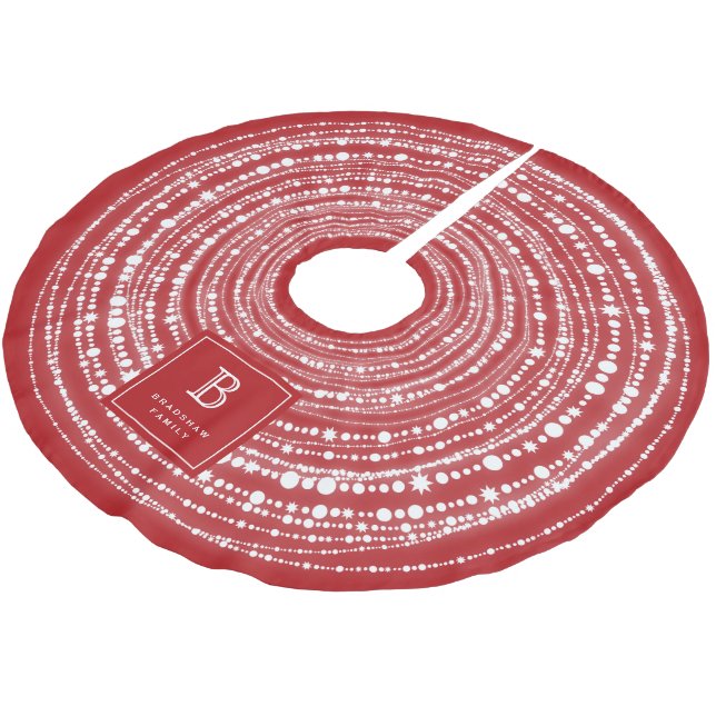 Jupon De Sapin En Polyester Brossé Joyeux et brillant Monogramme de lumières scintill (Angle)