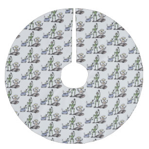 Jupon De Sapin En Polyester Brossé Joyeux joli dessin de trois robots trio