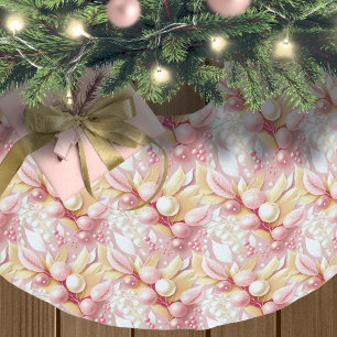 Jupon De Sapin En Polyester Brossé Joyeux Motif de Noël rose or #17 ID1009