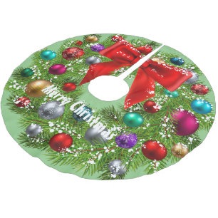 Jupon De Sapin En Polyester Brossé Joyeux Noël