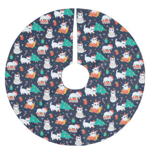 Jupon De Sapin En Polyester Brossé Joyeux Noël