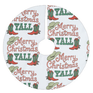 Jupon De Sapin En Polyester Brossé Joyeux Noël à tous les cow-boys de l'Ouest pour No