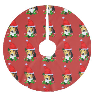 Jupon De Sapin En Polyester Brossé Joyeux Noël Beagle