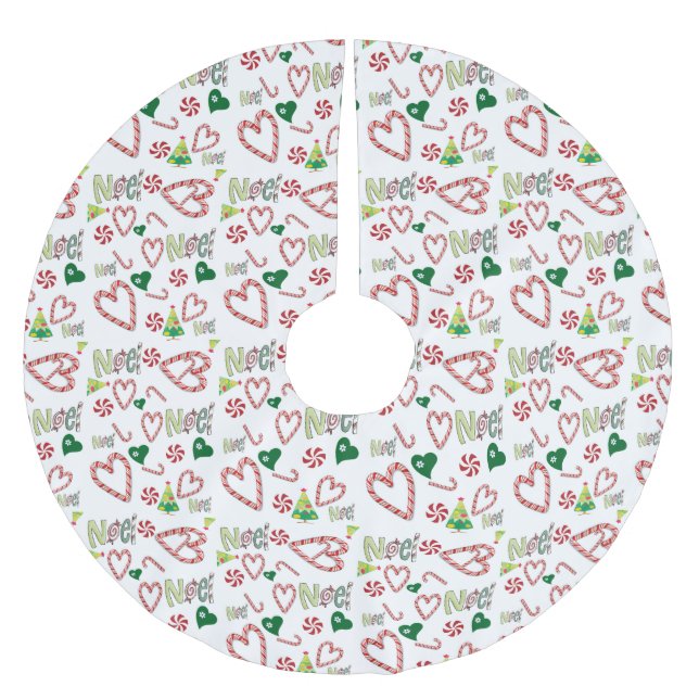 Jupon De Sapin En Polyester Brossé Joyeux Noel de jupe d'arbre de Noël (Devant)