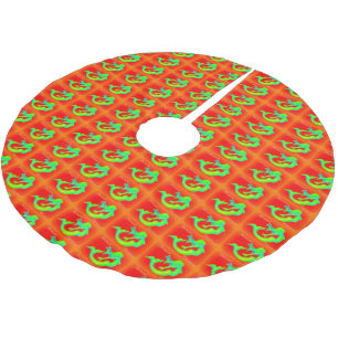 Jupon De Sapin En Polyester Brossé Joyeux Noël de sirène rouge/vert