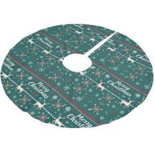 Jupon De Sapin En Polyester Brossé Joyeux Noël motif nordique