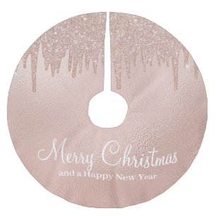 Jupon De Sapin En Polyester Brossé Joyeux Noël Rose Gold Drift Glam Girl