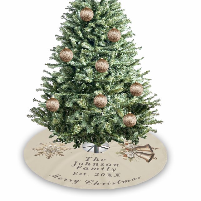 Jupon De Sapin En Polyester Brossé Joyeux Noël traditionnel Antique Or (Créateur téléchargé)