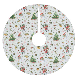 Jupon De Sapin En Polyester Brossé Joyeux Noël vintage Père Noël