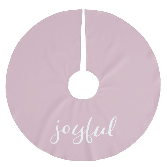 Jupon De Sapin En Polyester Brossé Joyeux Pastel Pink Script Noël (Devant)