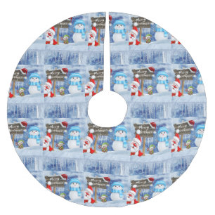 Jupon De Sapin En Polyester Brossé Joyeux sapin de Noël Jupe Snowman Père Noël