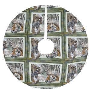 Jupon De Sapin En Polyester Brossé Jungle primitive Imprimer Noël