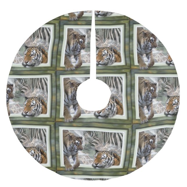 Jupon De Sapin En Polyester Brossé Jungle primitive Imprimer Noël (Devant)