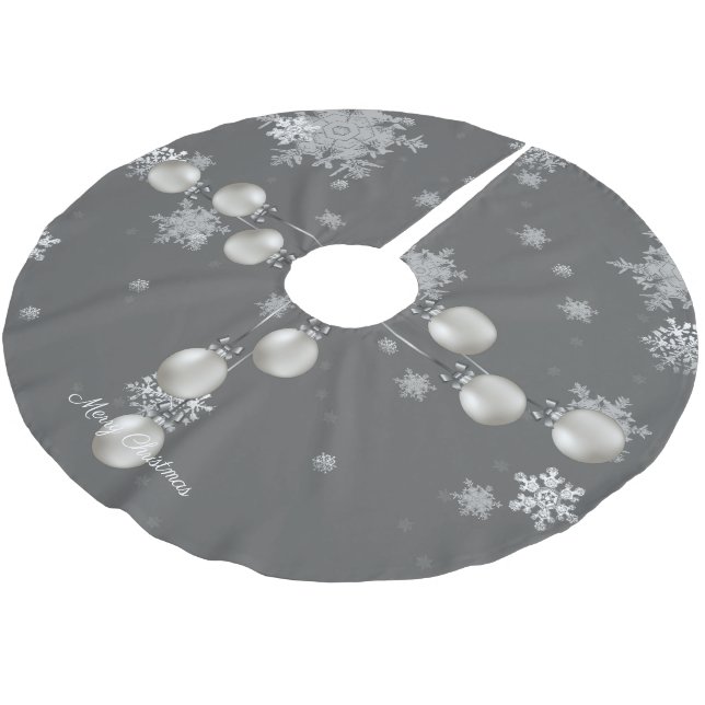 Jupon De Sapin En Polyester Brossé Jupe Arbre de Noël Argent (Angle)