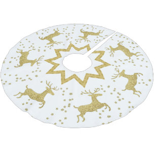 Jupon De Sapin En Polyester Brossé Jupe Arbre de Noël de rennes d'or