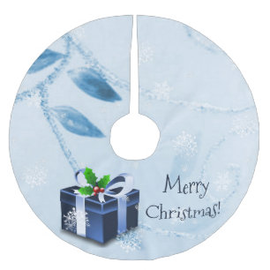 Jupon De Sapin En Polyester Brossé Jupe cadeau de Noël bleu