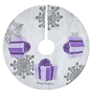 Jupon De Sapin En Polyester Brossé Jupe-cadeau de Noël pourpre