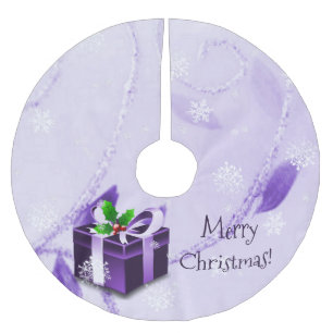 Jupon De Sapin En Polyester Brossé Jupe-cadeau de Noël pourpre