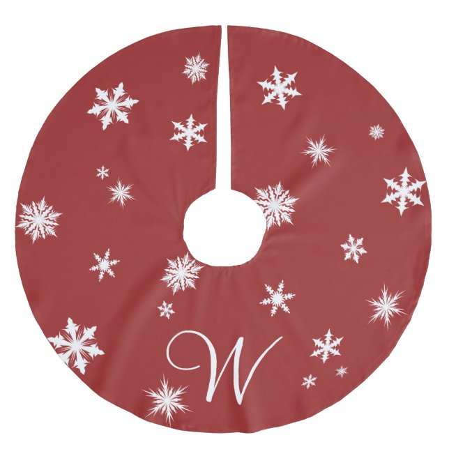 Jupon De Sapin En Polyester Brossé Jupe classique de monogramme rouge (Devant)