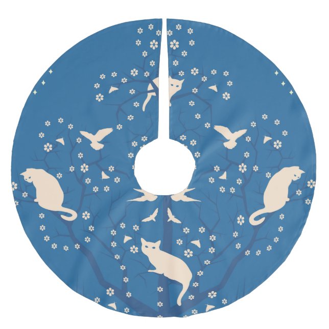 Jupon De Sapin En Polyester Brossé Jupe crépusculaire d'arbre de chats (Devant)