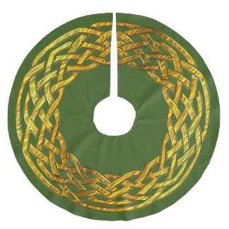 Jupon De Sapin En Polyester Brossé Jupe d'arbre à noeud celtique doré
