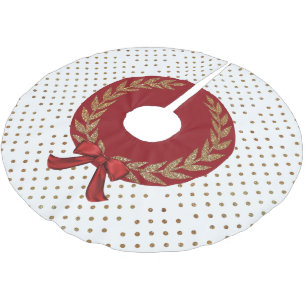 Jupon De Sapin En Polyester Brossé Jupe d'arbre à pointes Gold Polka