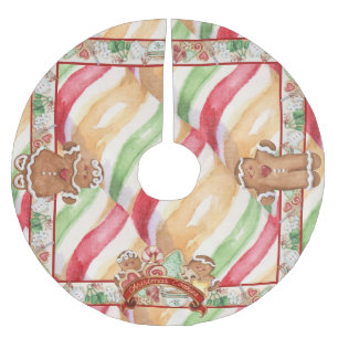 Jupon De Sapin En Polyester Brossé Jupe d'arbre de biscuits de pain d'épice