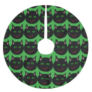 Jupon De Sapin En Polyester Brossé Jupe d'arbre de chat noir d'Halloween
