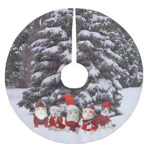 Jupon De Sapin En Polyester Brossé Jupe d'arbre de chats/minous de Noël