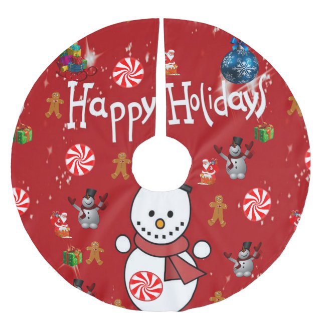 Jupon De Sapin En Polyester Brossé Jupe d'arbre de Noël (Devant)