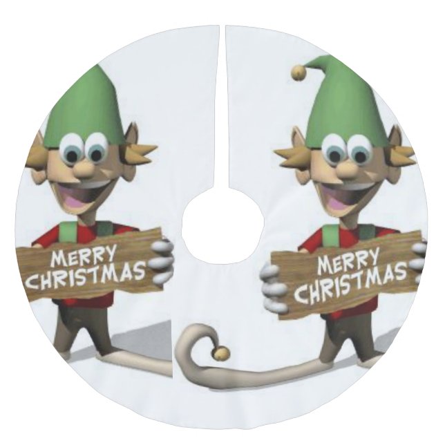 Jupon De Sapin En Polyester Brossé Jupe d'arbre de Noël (Devant)