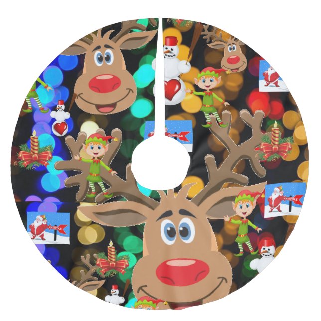 Jupon De Sapin En Polyester Brossé Jupe d'arbre de Noël (Devant)