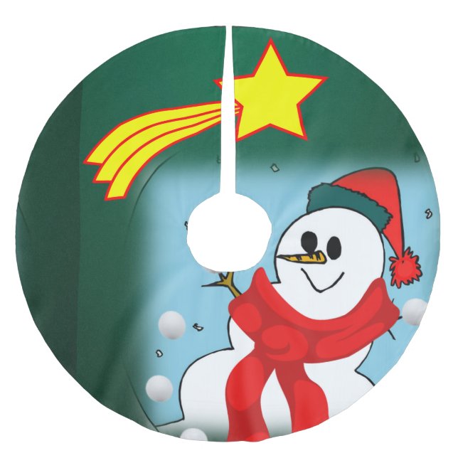 Jupon De Sapin En Polyester Brossé Jupe d'arbre de Noël (Devant)