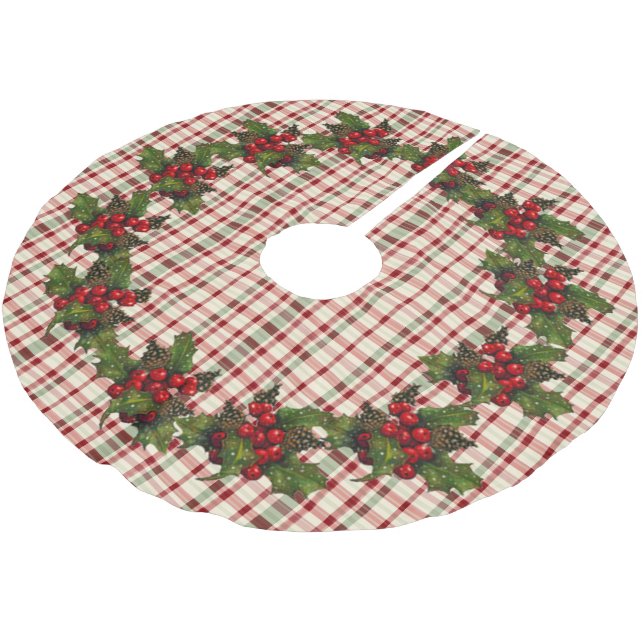 Jupon De Sapin En Polyester Brossé Jupe d'arbre de Noël (Angle)