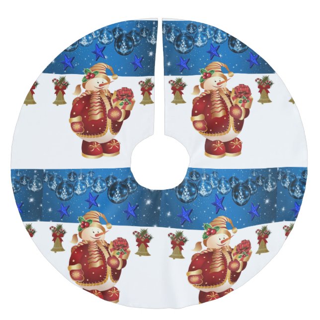 Jupon De Sapin En Polyester Brossé Jupe d'arbre de Noël (Devant)