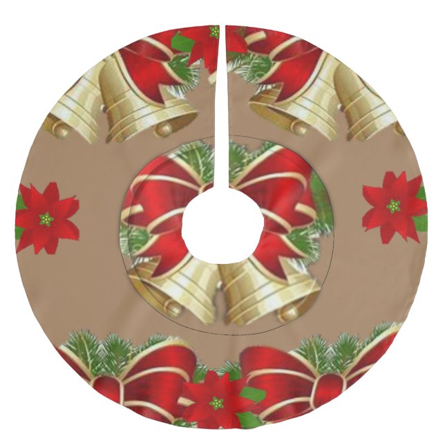 Jupon De Sapin En Polyester Brossé Jupe d'arbre de Noël (Devant)