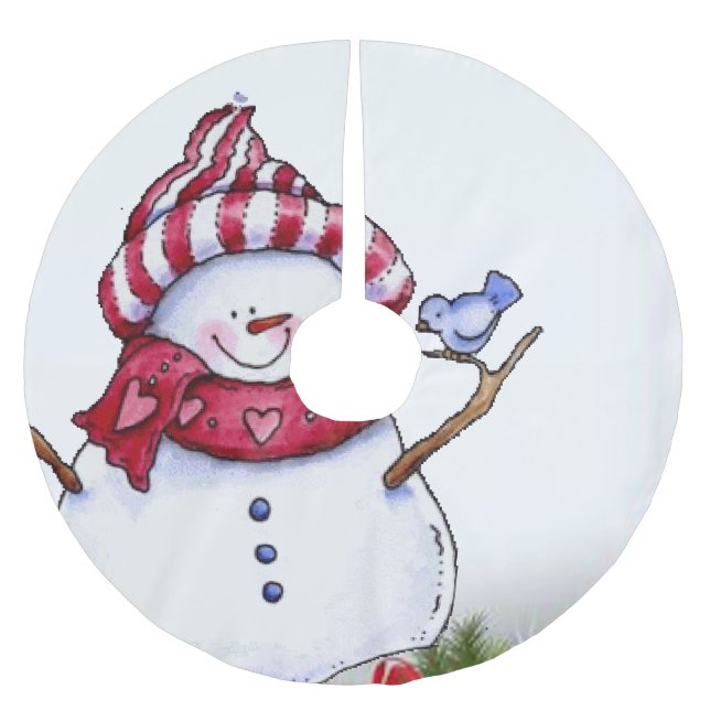 Jupon De Sapin En Polyester Brossé Jupe d'arbre de Noël (Devant)