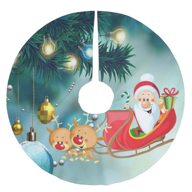 Jupon De Sapin En Polyester Brossé Jupe d'arbre de Noël (Devant)