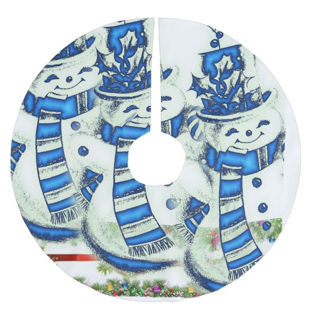 Jupon De Sapin En Polyester Brossé Jupe d'arbre de Noël (Devant)