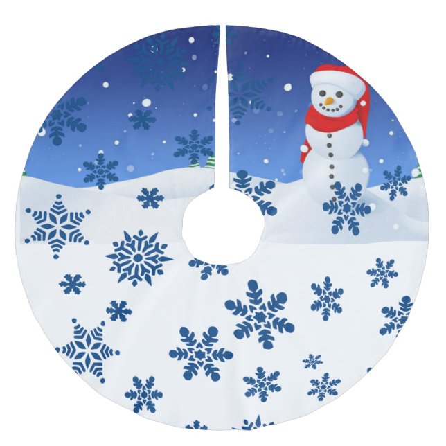 Jupon De Sapin En Polyester Brossé Jupe d'arbre de Noël (Devant)