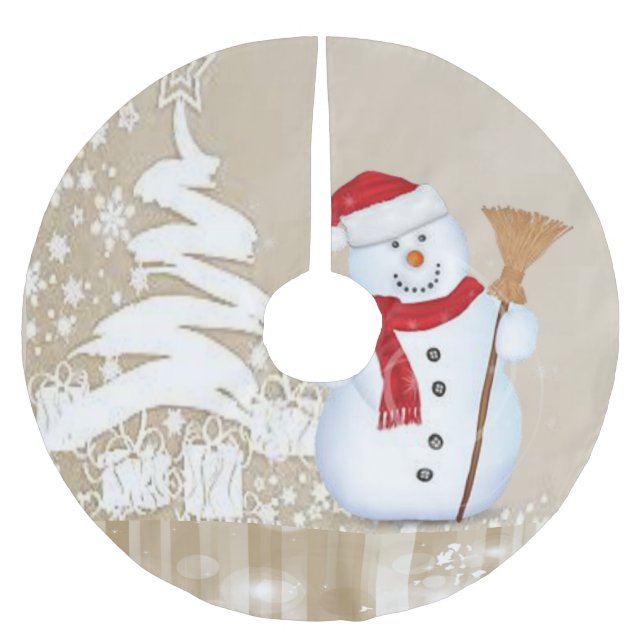 Jupon De Sapin En Polyester Brossé Jupe d'arbre de Noël (Devant)