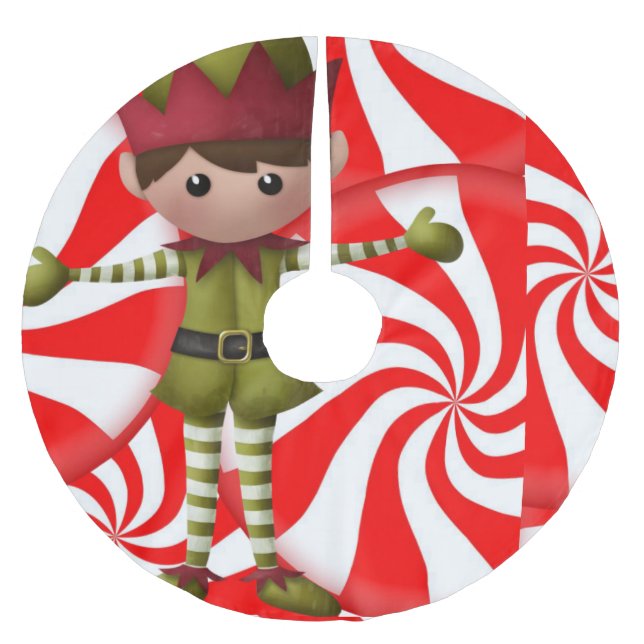 Jupon De Sapin En Polyester Brossé Jupe d'arbre de Noël (Devant)