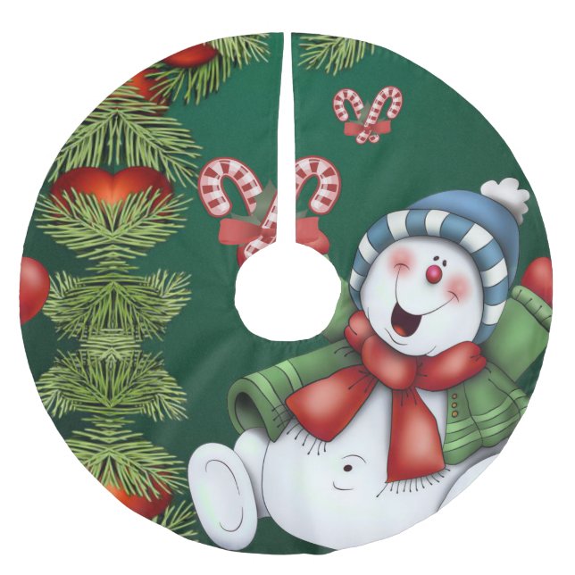 Jupon De Sapin En Polyester Brossé Jupe d'arbre de Noël (Devant)