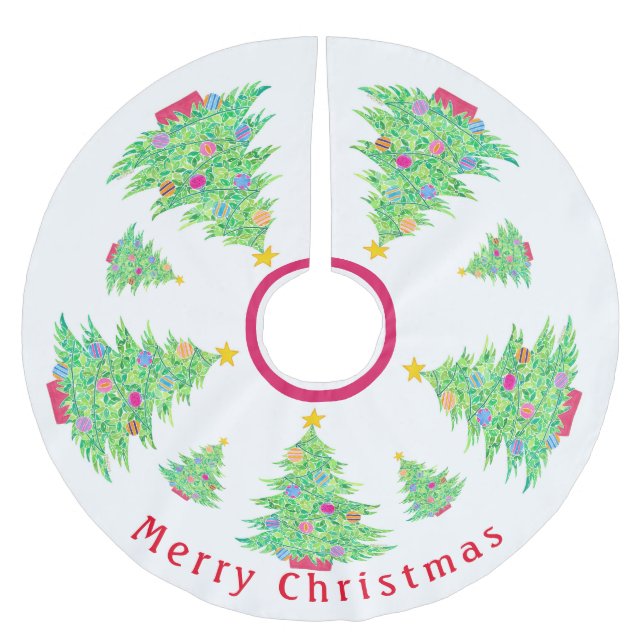 Jupon De Sapin En Polyester Brossé Jupe d'arbre de Noël (Devant)