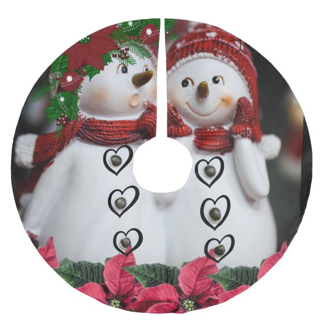 Jupon De Sapin En Polyester Brossé Jupe d'arbre de Noël (Devant)