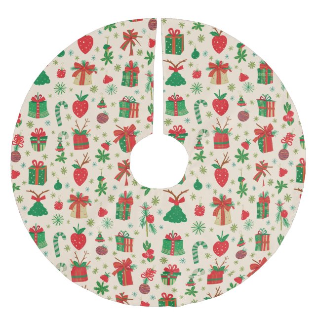 Jupon De Sapin En Polyester Brossé Jupe d'arbre de Noël (Devant)