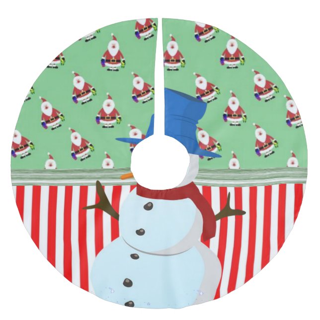 Jupon De Sapin En Polyester Brossé Jupe d'arbre de Noël (Devant)