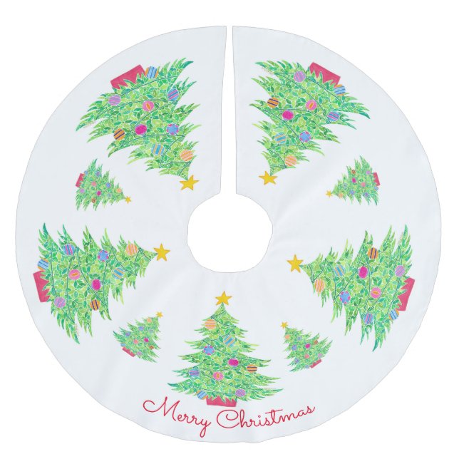 Jupon De Sapin En Polyester Brossé Jupe d'arbre de Noël (Devant)