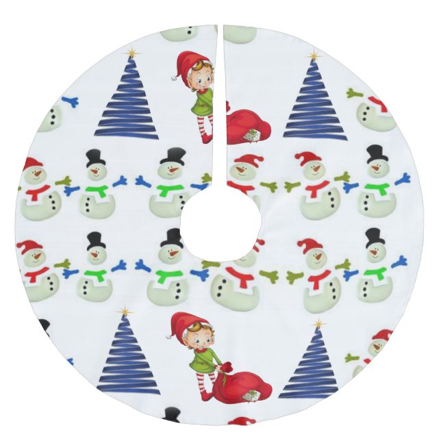Jupon De Sapin En Polyester Brossé Jupe d'arbre de Noël (Devant)