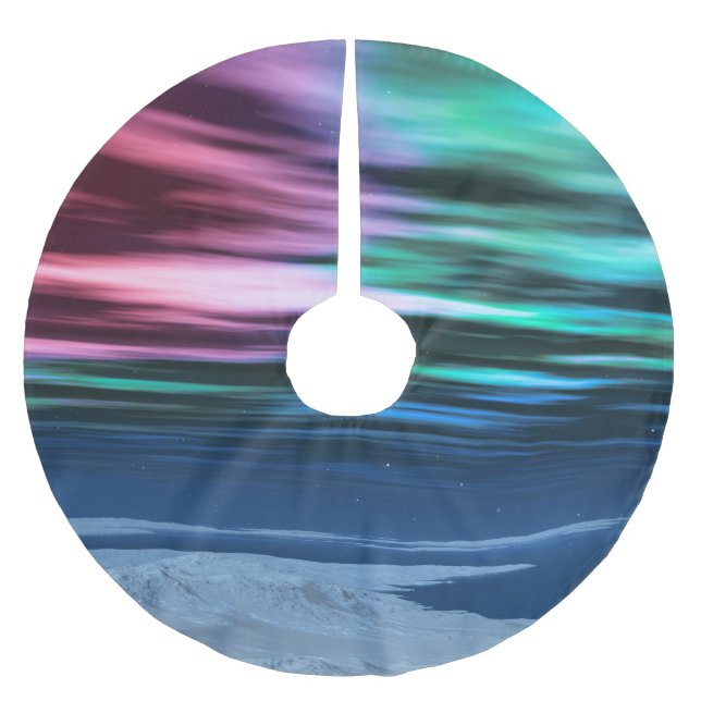 Jupon De Sapin En Polyester Brossé Jupe d'arbre de Noël à l'aube de minuit (Devant)